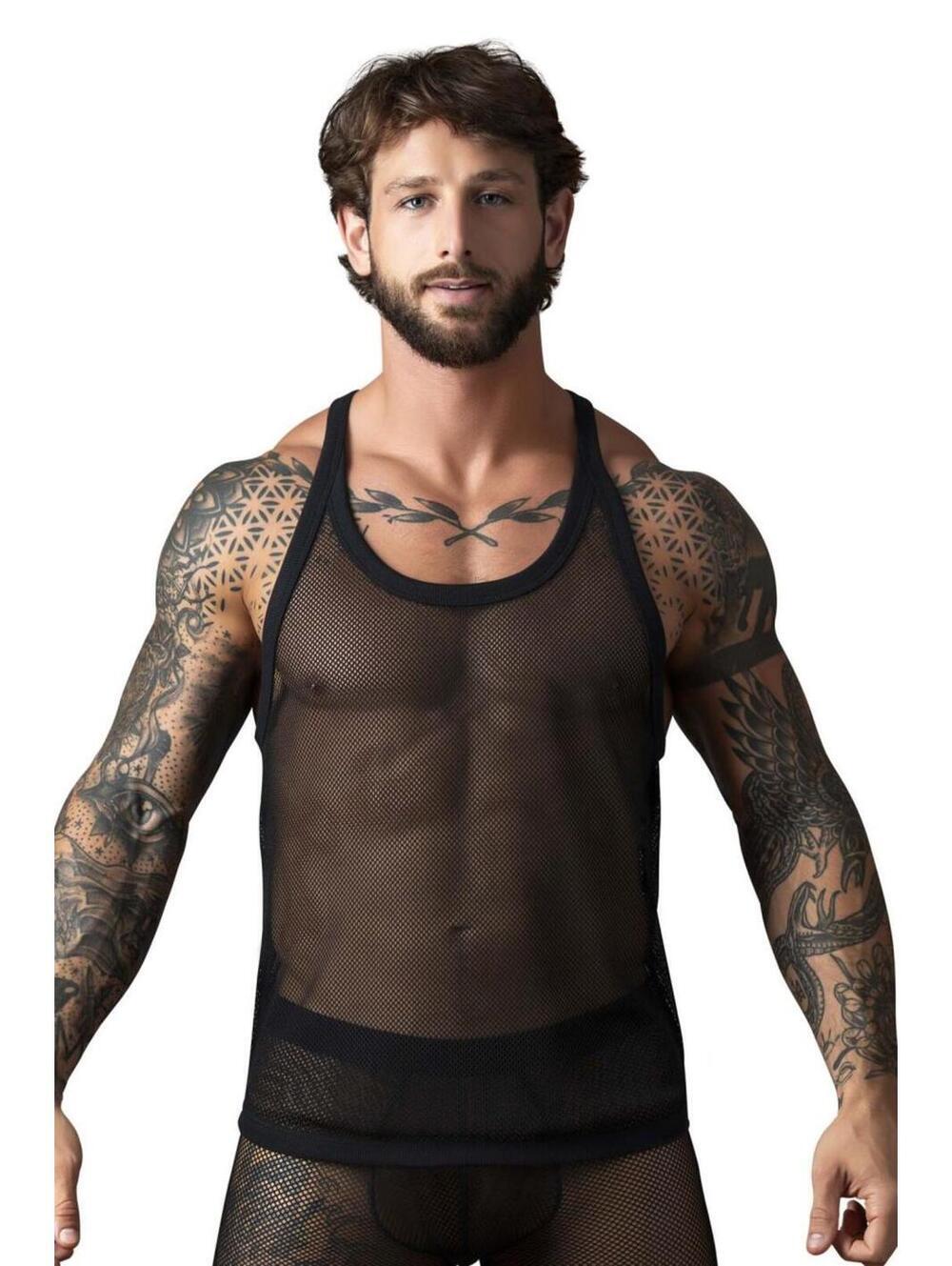Male Power 110-11C Fishnet 2 Tank Top Color Black